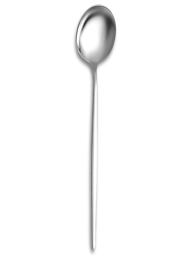 KitchEase 4-Piece Premium Stainless Steel Round Long Table Spoon Set | Korean Dining Spoons for Home, Kitchen, Restaurant Use | Dishwasher Safe (Silver) - Image 2